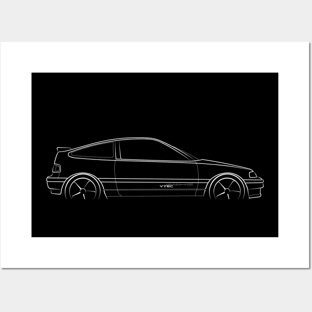 Honda Civic CRX Si - profile stencil, white Wall Art by mal_photography